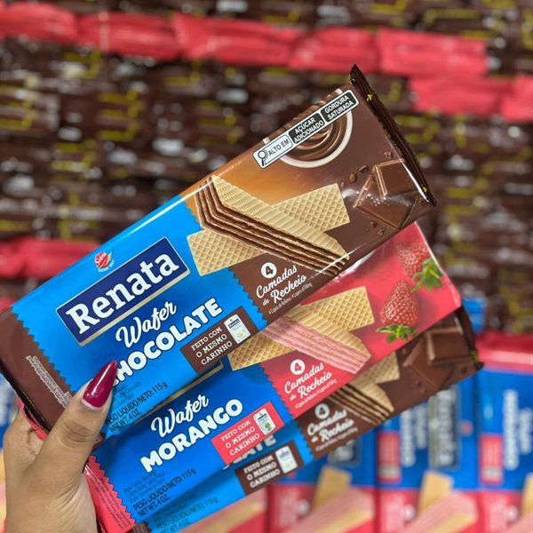 Wafers Renata de chocolate e morango